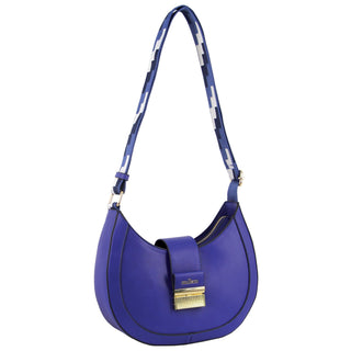 Crossbody Bag Blue / Vegan Leather PV 3541 BLUE Milleni Ladies Fashion Crossbody Bag with Webbing Strap in Blue