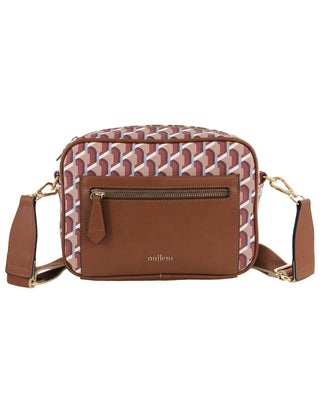 Crossbody Bag Brown / Vegan Leather NC 3936 BRN Milleni Ladies Fashion Geometric Crossbody Bag in Brown