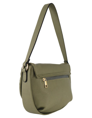 Handbag/Tote Bag Green / Vegan Leather PV 3932 GRN Milleni Ladies Fashion Trendy Flap-Over Hobo Bag in Green