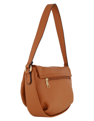 Handbag/Tote Bag Tan / Vegan Leather PV 3932 TAN Milleni Ladies Fashion Trendy Flap-Over Hobo Bag in Tan