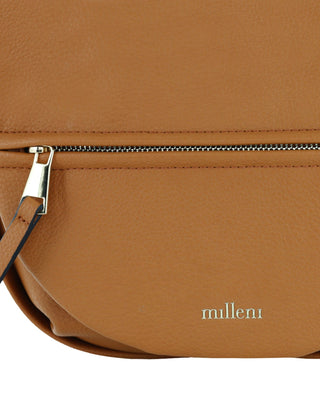 Handbag/Tote Bag Tan / Vegan Leather PV 3932 TAN Milleni Ladies Fashion Trendy Flap-Over Hobo Bag in Tan