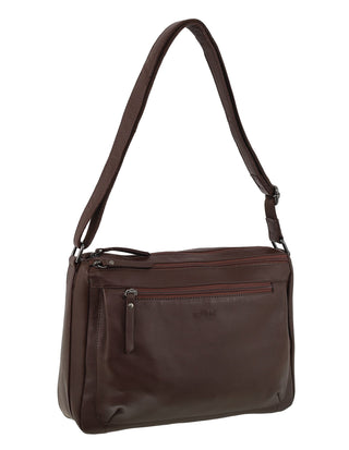 Crossbody Bag Chocolate / Leather NL 9426 CHOC Milleni Ladies Genuine Leather Cross-Body Bag in Chocolate