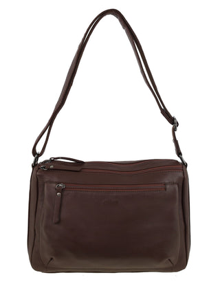 Crossbody Bag Chocolate / Leather NL 9426 CHOC Milleni Ladies Genuine Leather Cross-Body Bag in Chocolate