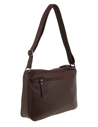 Crossbody Bag Chocolate / Leather NL 9426 CHOC Milleni Ladies Genuine Leather Cross-Body Bag in Chocolate