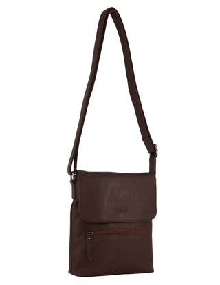 Crossbody Bag Chocolate / Leather NL 9470 CHOC Milleni Ladies Genuine Leather Crossbody Bag in Chocolate