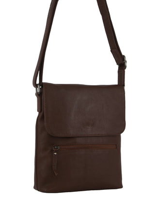 Crossbody Bag Chocolate / Leather NL 9470 CHOC Milleni Ladies Genuine Leather Crossbody Bag in Chocolate