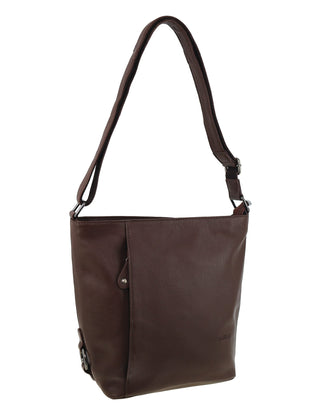 Crossbody Bag Chocolate / Leather NL 9801 CHOC Milleni Ladies Genuine Leather Crossbody Bag in Chocolate
