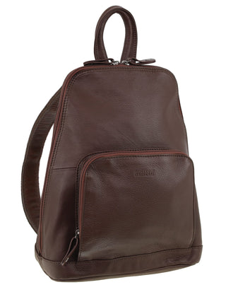 Backpack Chocolate / Leather NL 10767 CHOC Milleni Ladies Genuine Leather Twin Zip Backpack  in Chocolate