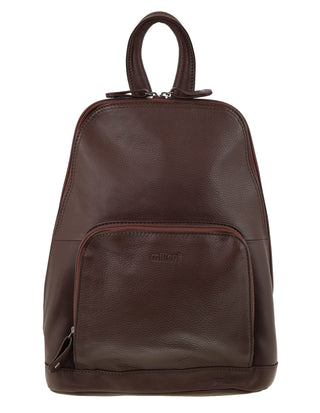 Backpack Chocolate / Leather NL 10767 CHOC Milleni Ladies Genuine Leather Twin Zip Backpack  in Chocolate