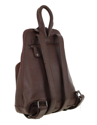 Backpack Chocolate / Leather NL 10767 CHOC Milleni Ladies Genuine Leather Twin Zip Backpack  in Chocolate