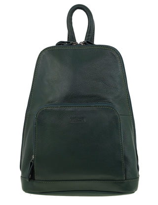 Backpack Olive Green / Leather NL 10767 OLIVE GREEN Milleni Ladies Genuine Leather Twin Zip Backpack  in Olive Green