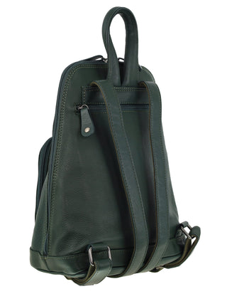 Backpack Olive Green / Leather NL 10767 OLIVE GREEN Milleni Ladies Genuine Leather Twin Zip Backpack  in Olive Green