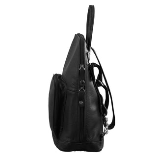 Backpack Black / Leather NL 10767 BLK Milleni Ladies Leather Twin Zip Backpack in Black