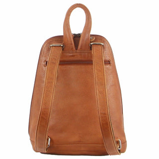 Backpack Cognac / Leather NL 10767 COGN Milleni Ladies Leather Twin Zip Backpack in Cognac