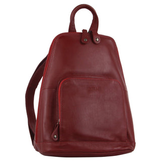 Backpack Red / Leather NL 10767 RED Milleni Ladies Leather Twin Zip Backpack in Red