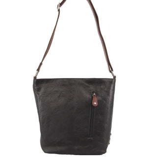 Crossbody Bag Black-Chestnut / Leather NL 9801 BLK-CHEST Milleni Ladies Nappa Leather Crossbody Bag in Black-Chestnut