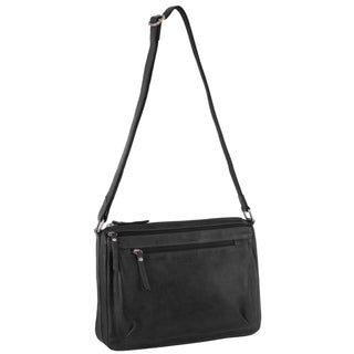 Crossbody Bag Black / Leather NL 9426 BLK Milleni Ladies Nappa Leather Crossbody Bag in Black