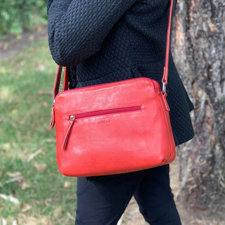 Crossbody Bag Red / Leather NL 10768 RED Milleni Ladies Nappa Leather Crossbody Bag in Red