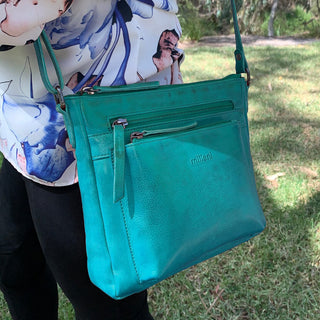 Crossbody Bag Turquoise / Leather NL 2598 TURQ Milleni Ladies Nappa Leather Crossbody Bag in Turquoise