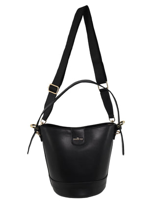 Bucket Bag Black / Vegan Leather PV 4033 BLK Milleni Ladies Vegan Leather Bucket Crossbody Bag in Black