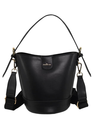 Bucket Bag Black / Vegan Leather PV 4033 BLK Milleni Ladies Vegan Leather Bucket Crossbody Bag in Black