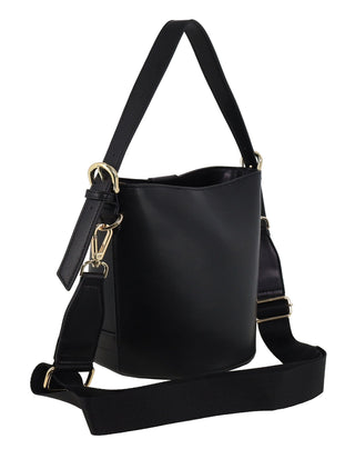 Bucket Bag Black / Vegan Leather PV 4033 BLK Milleni Ladies Vegan Leather Bucket Crossbody Bag in Black