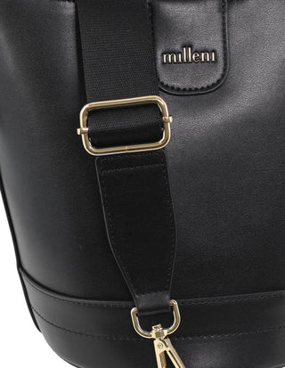Bucket Bag Black / Vegan Leather PV 4033 BLK Milleni Ladies Vegan Leather Bucket Crossbody Bag in Black