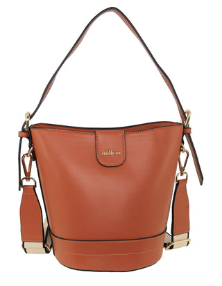 Bucket Bag Tan / Vegan Leather PV 4033 TAN Milleni Ladies Vegan Leather Bucket Crossbody Bag in Tan