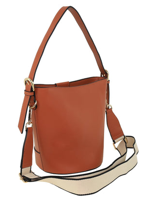Bucket Bag Tan / Vegan Leather PV 4033 TAN Milleni Ladies Vegan Leather Bucket Crossbody Bag in Tan