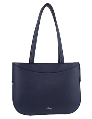 Tote Bag Navy / Vegan Leather PV 4036 NAVY Milleni Ladies Vegan Leather Fashion Shoulder Tote Bag in Navy