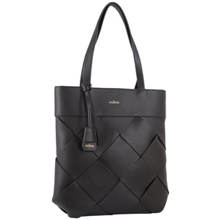 Handbag/Tote Bag Black / Vegan Leather PV 3536 BLK Milleni Ladies Woven Fashion Tote Handbag in Black