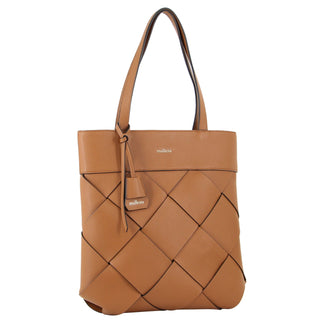 Handbag/Tote Bag Tan / Vegan Leather PV 3536 TAN Milleni Ladies Woven Fashion Tote Handbag in Tan