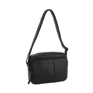 Crossbody bag Black / Leather NL 3871 BLK Milleni Leather Ladies Multi-Zip Crossbody Bag in Black