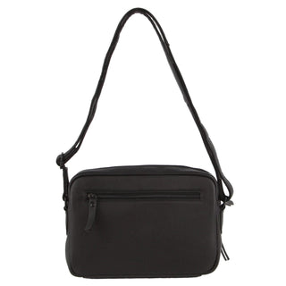 Crossbody bag Black / Leather NL 3871 BLK Milleni Leather Ladies Multi-Zip Crossbody Bag in Black