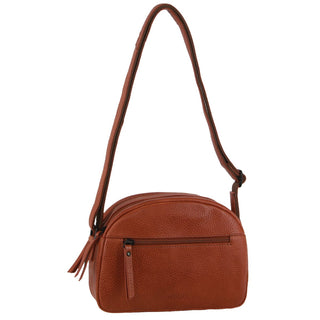 Crossbody bag Cognac / Leather NL 3869 COGN Milleni Leather Ladies Multi-Zip Crossbody Bag in Cognac