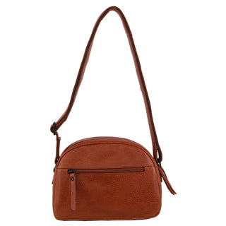 Crossbody bag Cognac / Leather NL 3869 COGN Milleni Leather Ladies Multi-Zip Crossbody Bag in Cognac