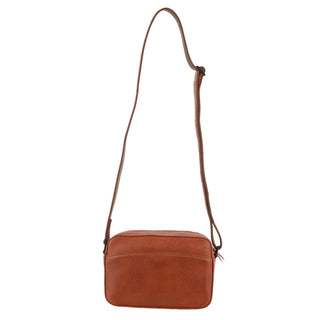 Crossbody bag Cognac / Leather NL 3870 COGN Milleni Leather Ladies Multi-Zip Crossbody Bag in Cognac