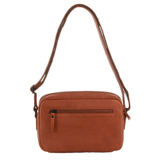 Crossbody bag Cognac / Leather NL 3871 COGN Milleni Leather Ladies Multi-Zip Crossbody Bag in Cognac