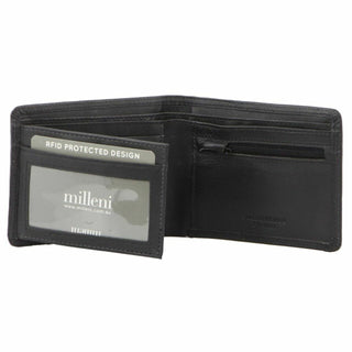 Leather Wallet Black / Leather C 5129 BLACK Milleni Leather Men's Flat Wallet In Black