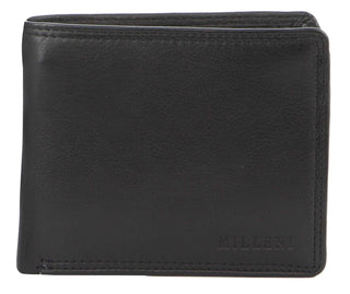 Leather Wallet Black / Leather C 5131 BLK Milleni Leather Men's Flat Wallet in Black