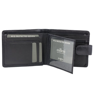 Leather Wallet Black / Leather C 10542 BLK Milleni Leather Men's Tab Wallet in Black