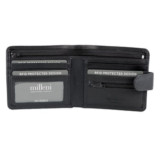 Leather Wallet Black / Leather C 5128 BLK Milleni Leather Men's Tab Wallet in Black