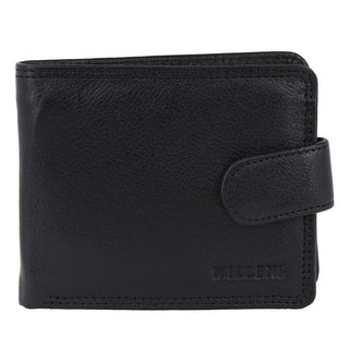 Leather Wallet Black / Leather C8875 BLK Milleni Leather Men's Tab Wallet in Black