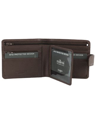 Men's Wallet Brown / Leather LW C529 BROWN Milleni Leather Men's Tab Wallet in Brown
