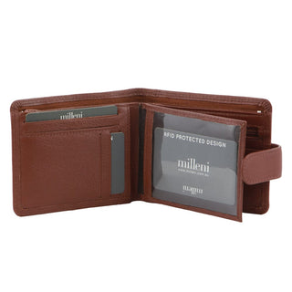 Leather Wallet Tan / Leather C 10542 TAN Milleni Leather Men's Tab Wallet in Tan