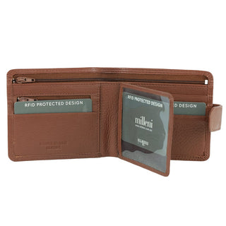 Leather Wallet Tan / Leather LW C529 TAN Milleni Leather Men's Tab Wallet in Tan