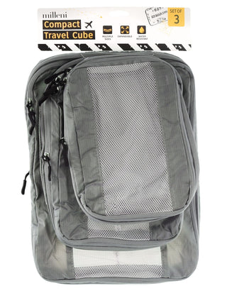 Travel Cube MT 011 GREY Milleni Travel Compact Travel Cube in Grey (3 PK)