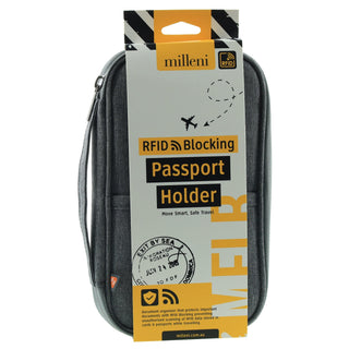 Passport Holder MT 021 GREY Milleni Travel RFID Blocking Passport Holder in Grey