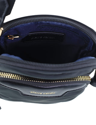 Crossbody Bag Black / Nylon/Vegan Leather PC 4112 BLK Piere Cardin Ladies Iconic Nylon Crossbody Bag in Black