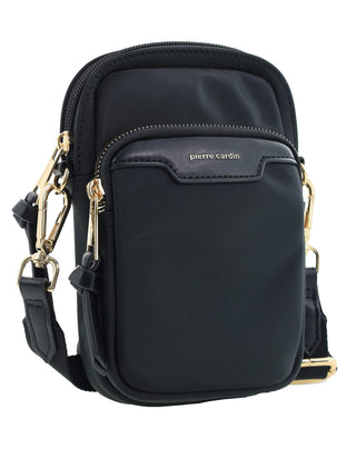 Crossbody Bag Black / Nylon/Vegan Leather PC 4112 BLK Piere Cardin Ladies Iconic Nylon Crossbody Bag in Black